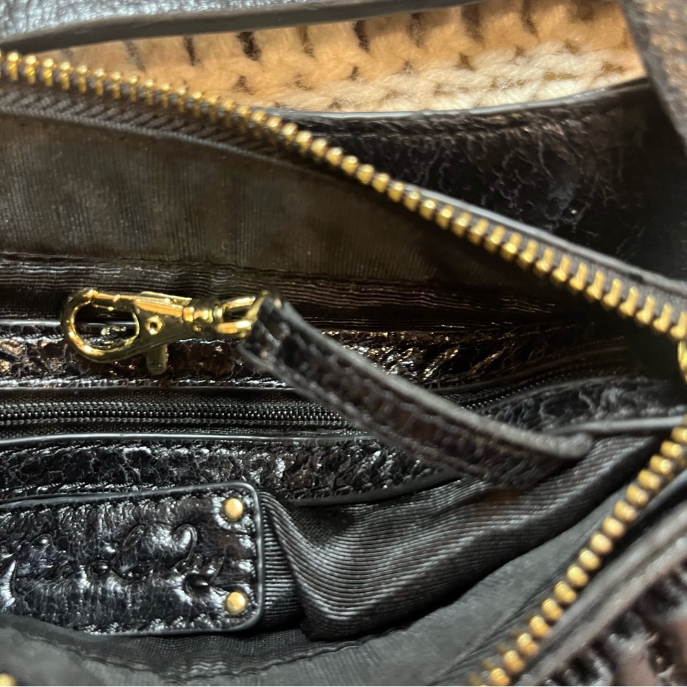 Kate Landry Chic Black Leather and Gold Accents Hobo Shoulder Bag - Picture 10 of 15